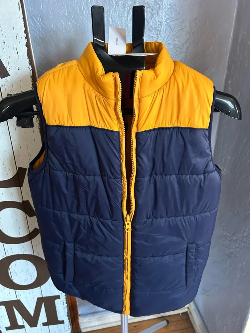Janie and Jack Navy & Yellow Puffer Vest